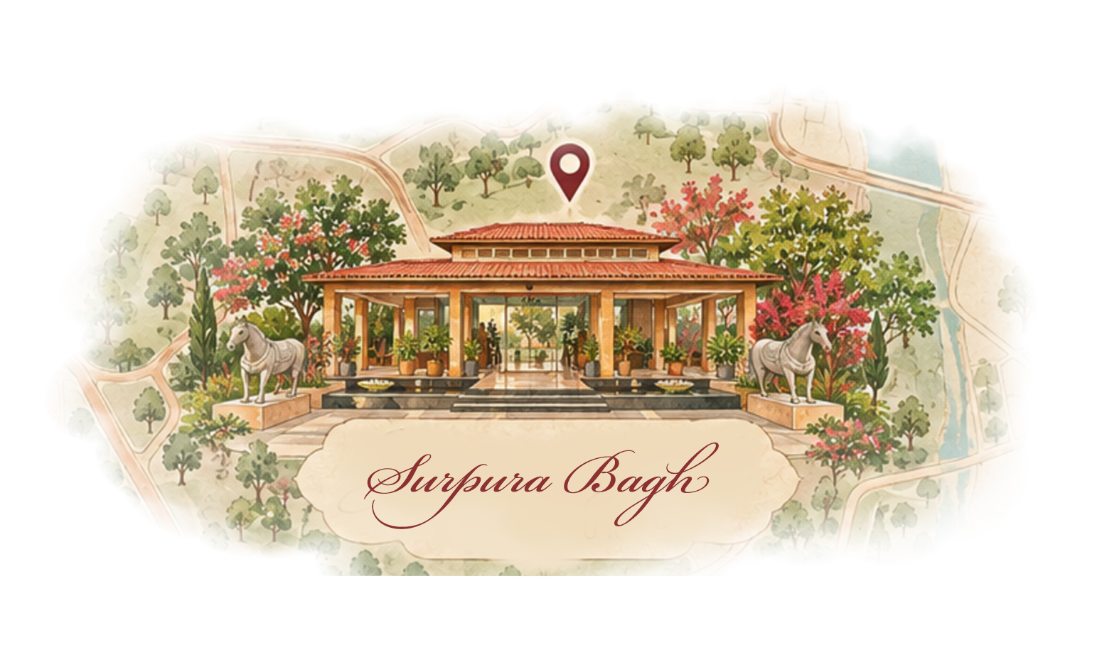 Illustrated map to Surpura Bagh